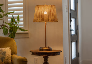 alexis brass lamp with rattan battery operated lighting