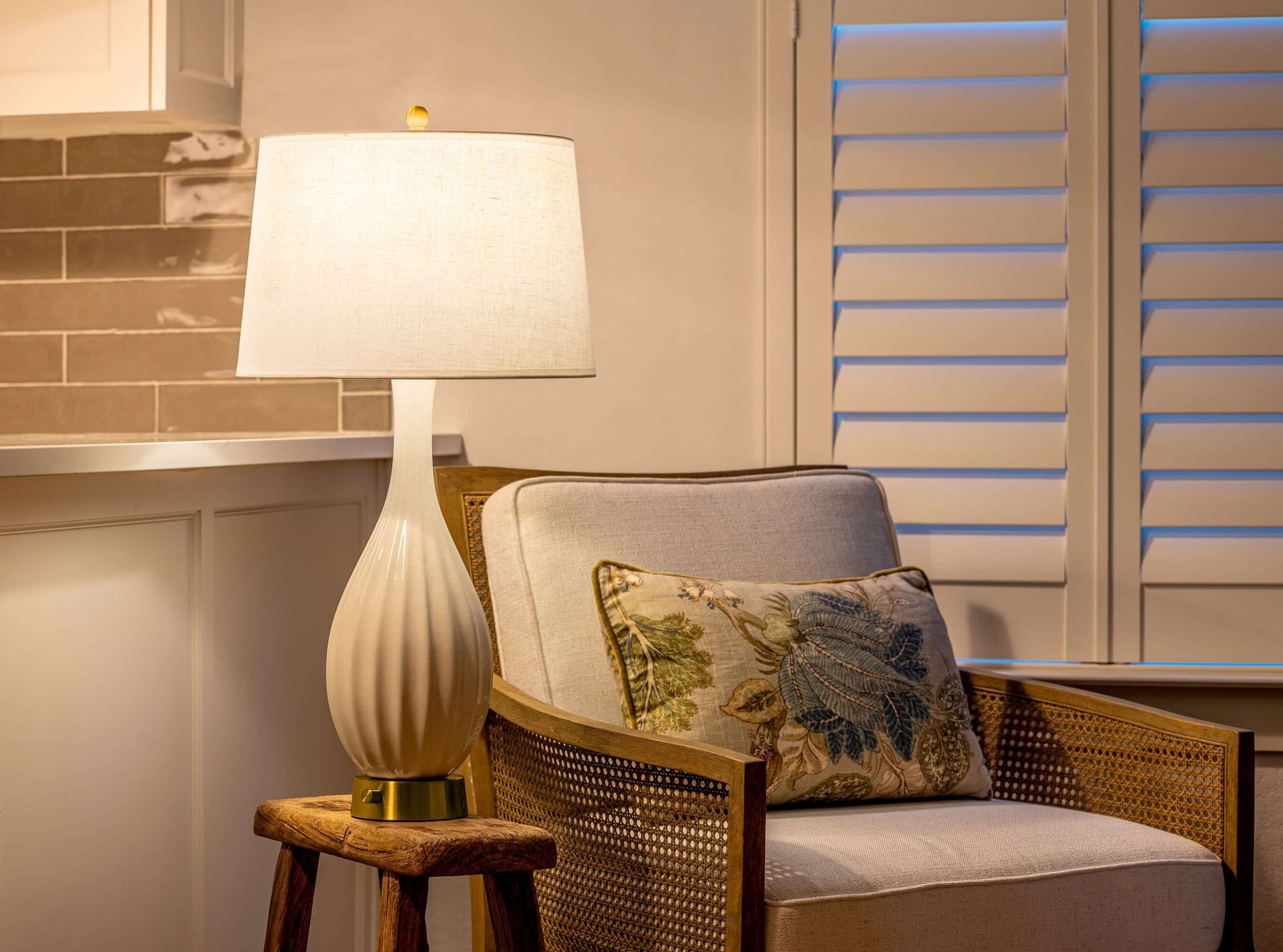 ava on brass ceramic rechargeable lamp