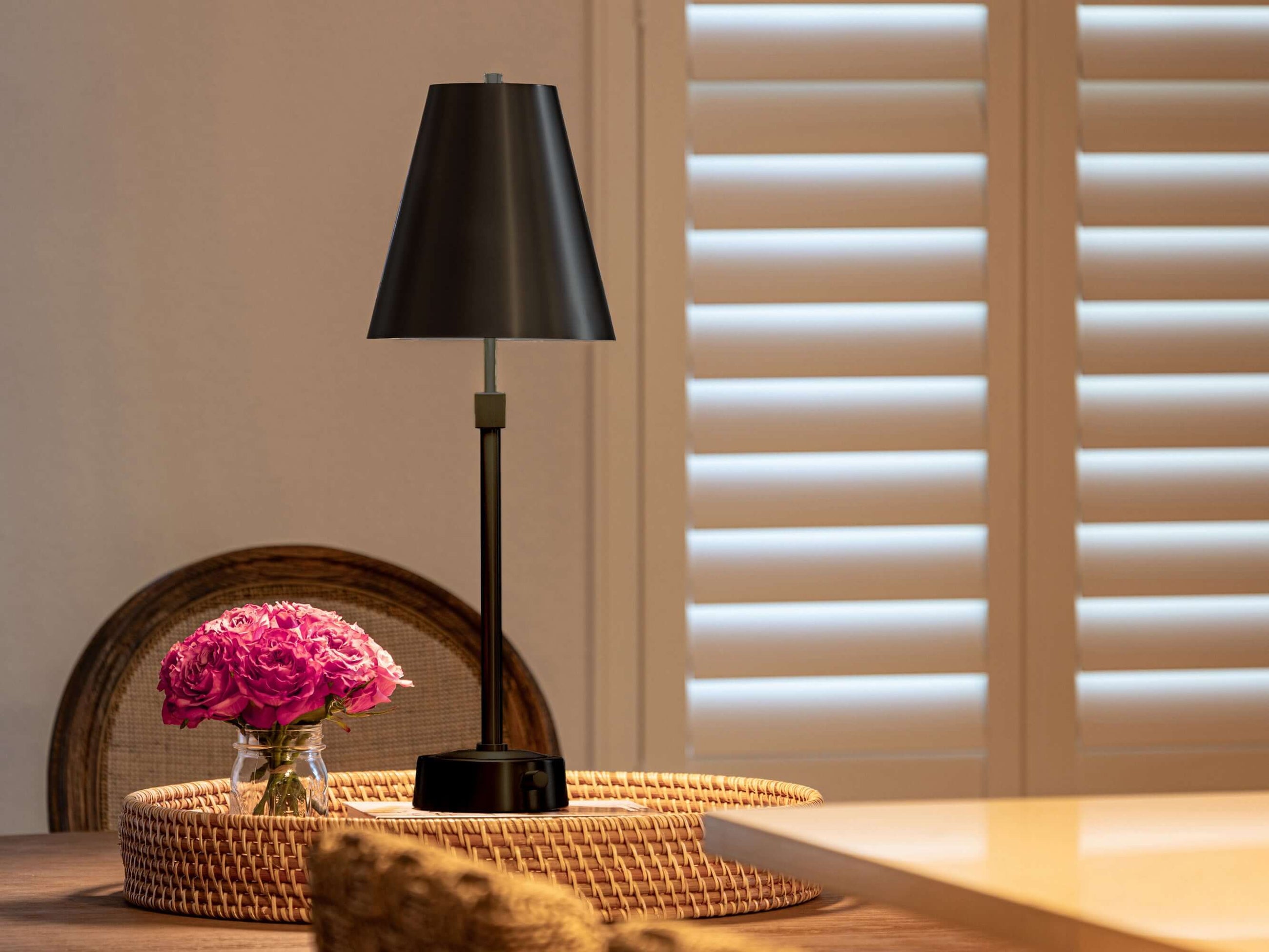 mini buffet black cordless adjustable height lamp