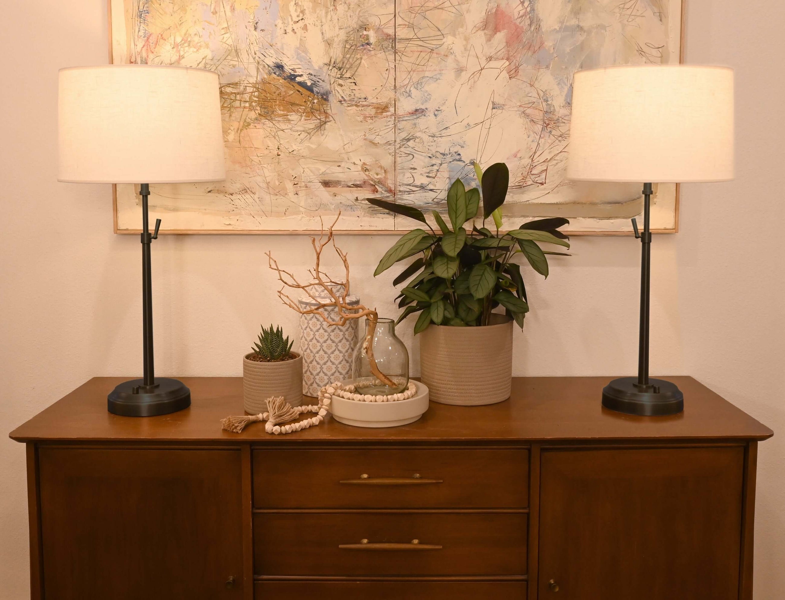 pair of cordless designer lamps in black metal