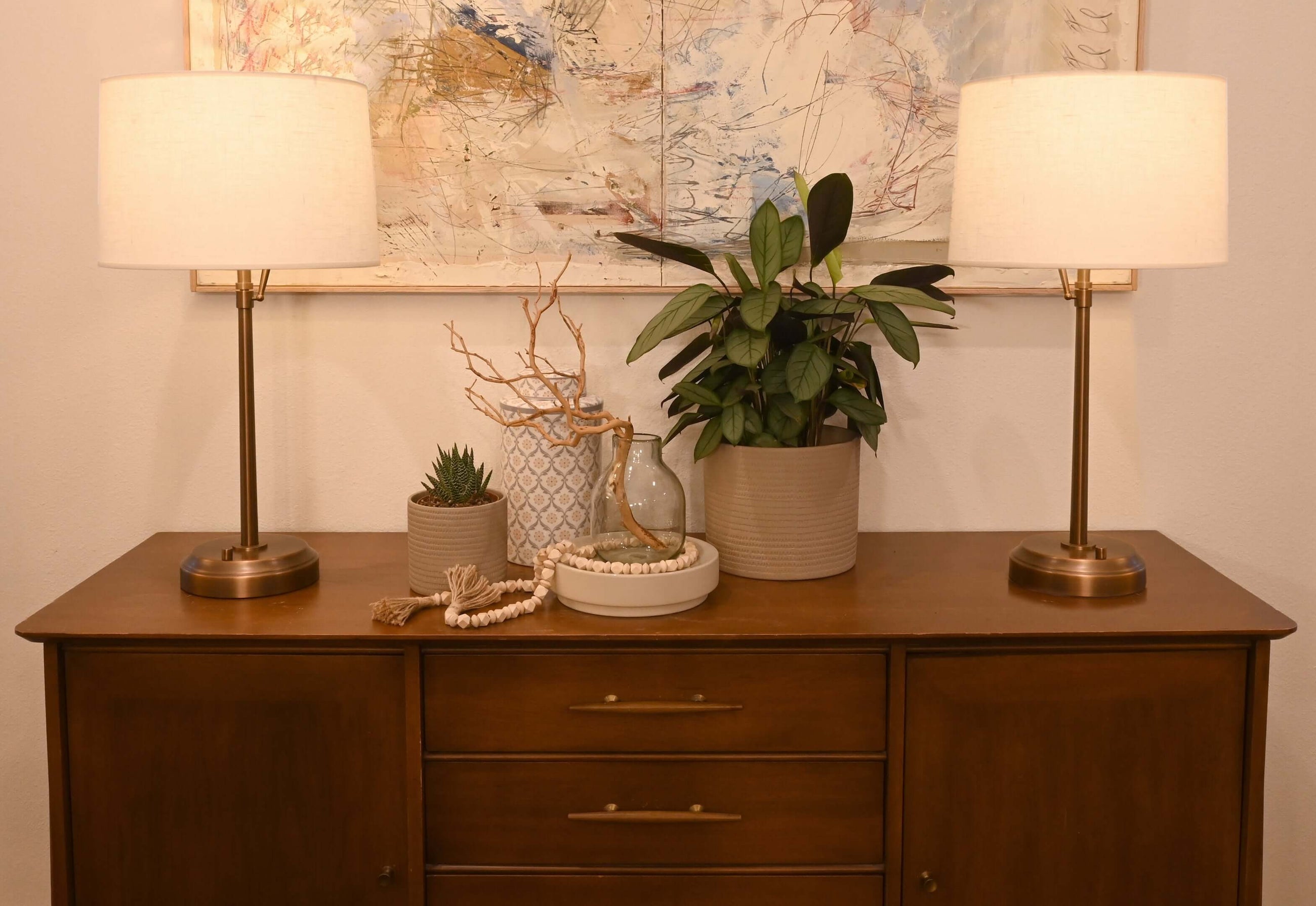 pair of alexis cordless table lamps in brass