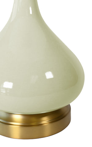 sage green glaze ceramic on brass