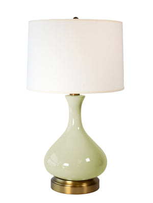 modern lantern sage green on brass cordless lamp