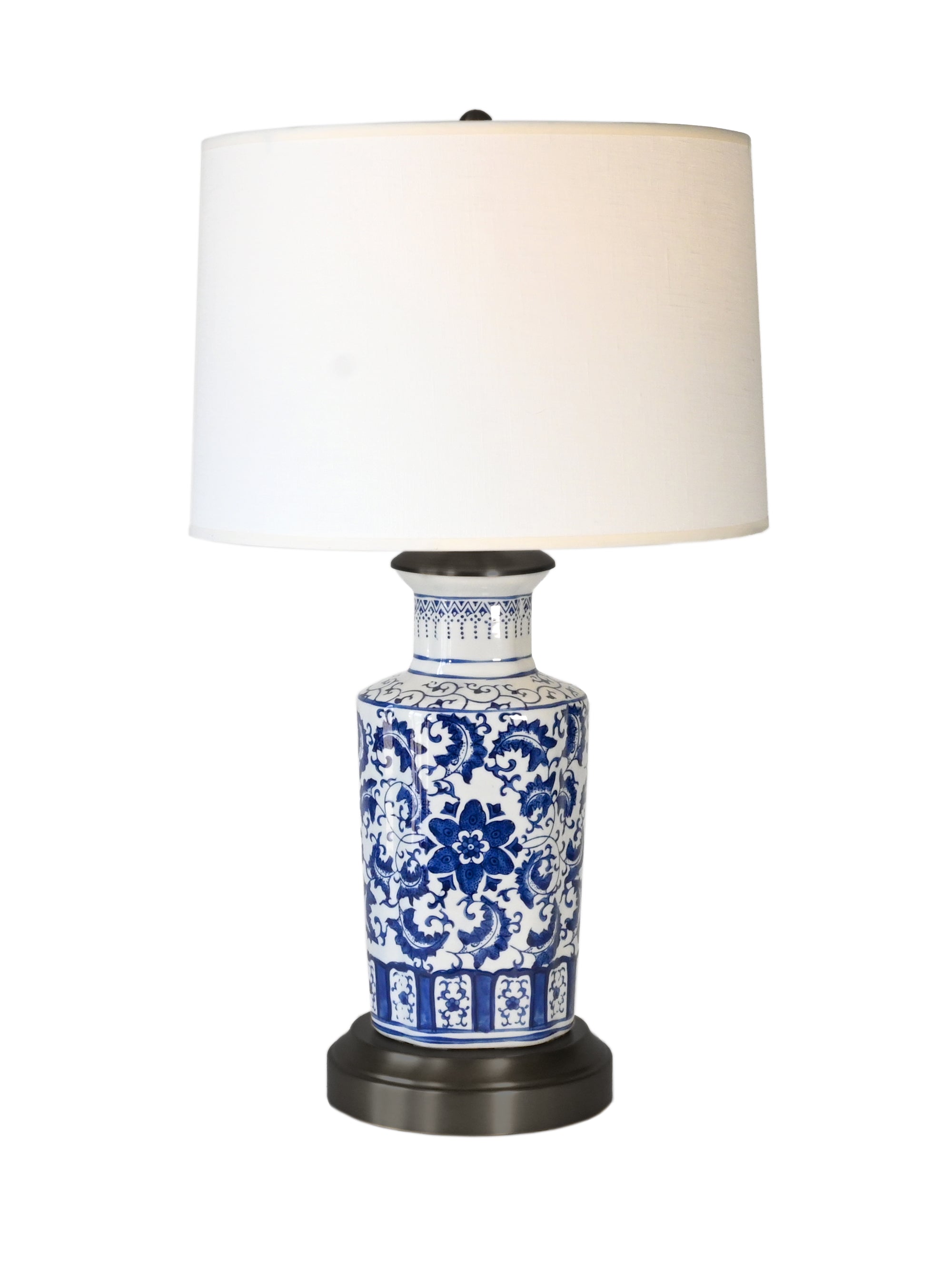 elaine blue and white porcelain cordless lamp by modern lantern on black metal