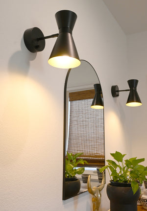 emerson cordless wall sconce in black metal
