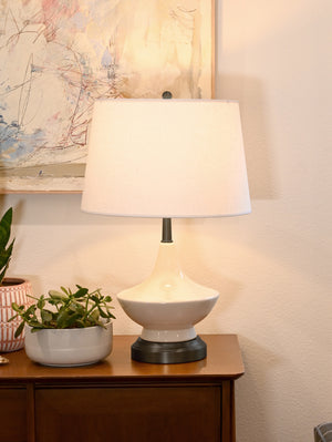 modern lantern oliver cordless mid century table lamp ivory black