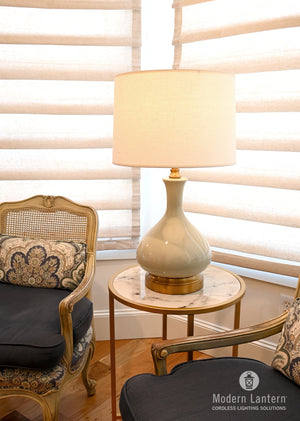bartlett celadon brass battery lamp