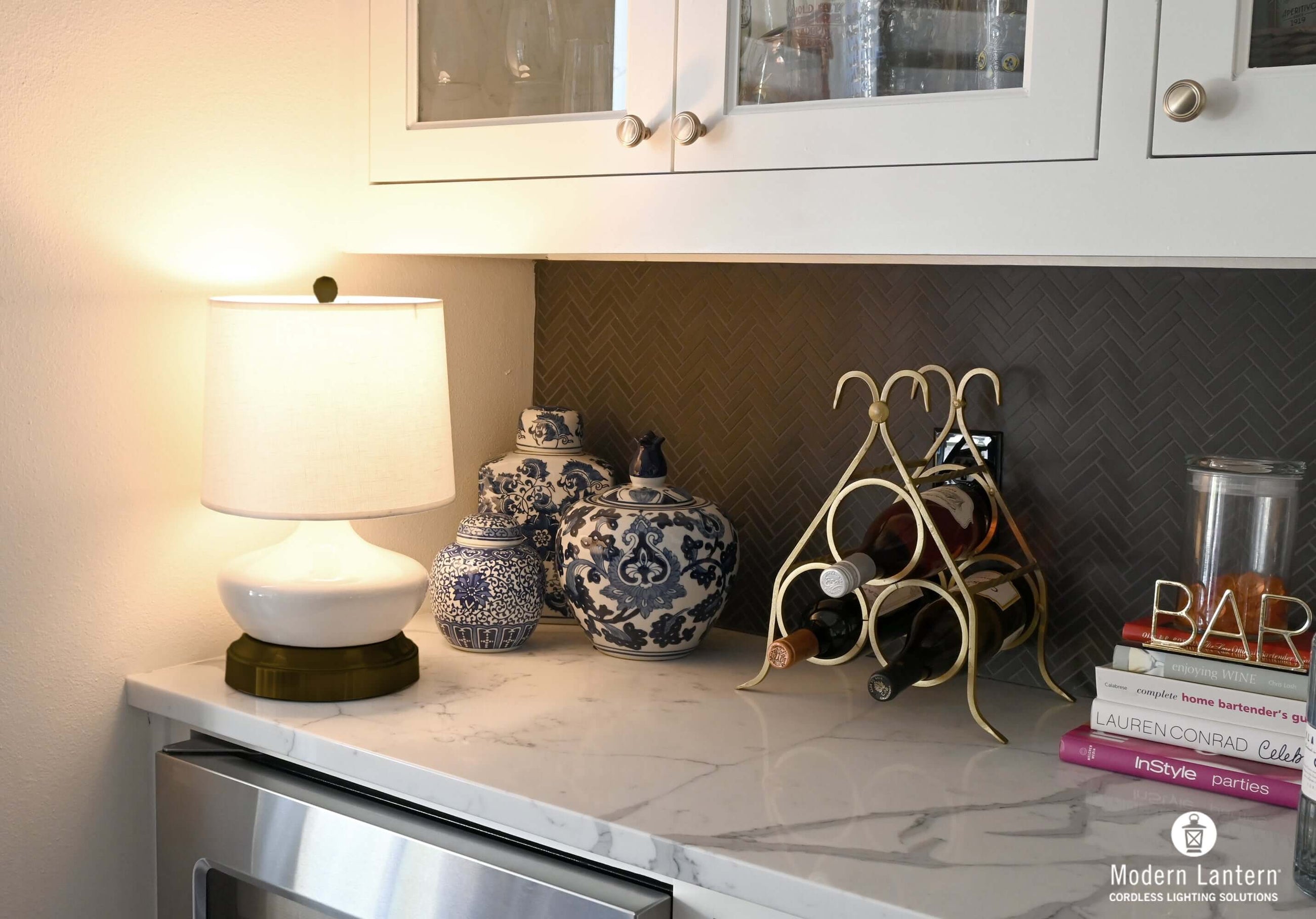 bella ivory black battery operated designer lamp