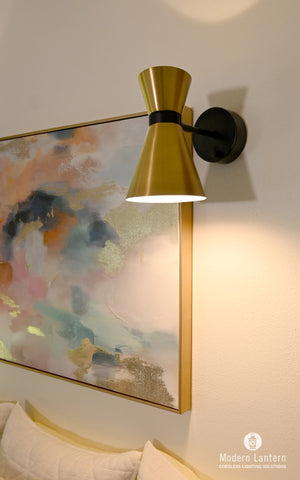 emerson black brass wireless wall lamp