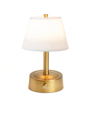 Mini Cordless Brass lamp with linen shade