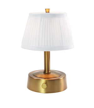 modern lantern mini cordless brass lamp pleated shade