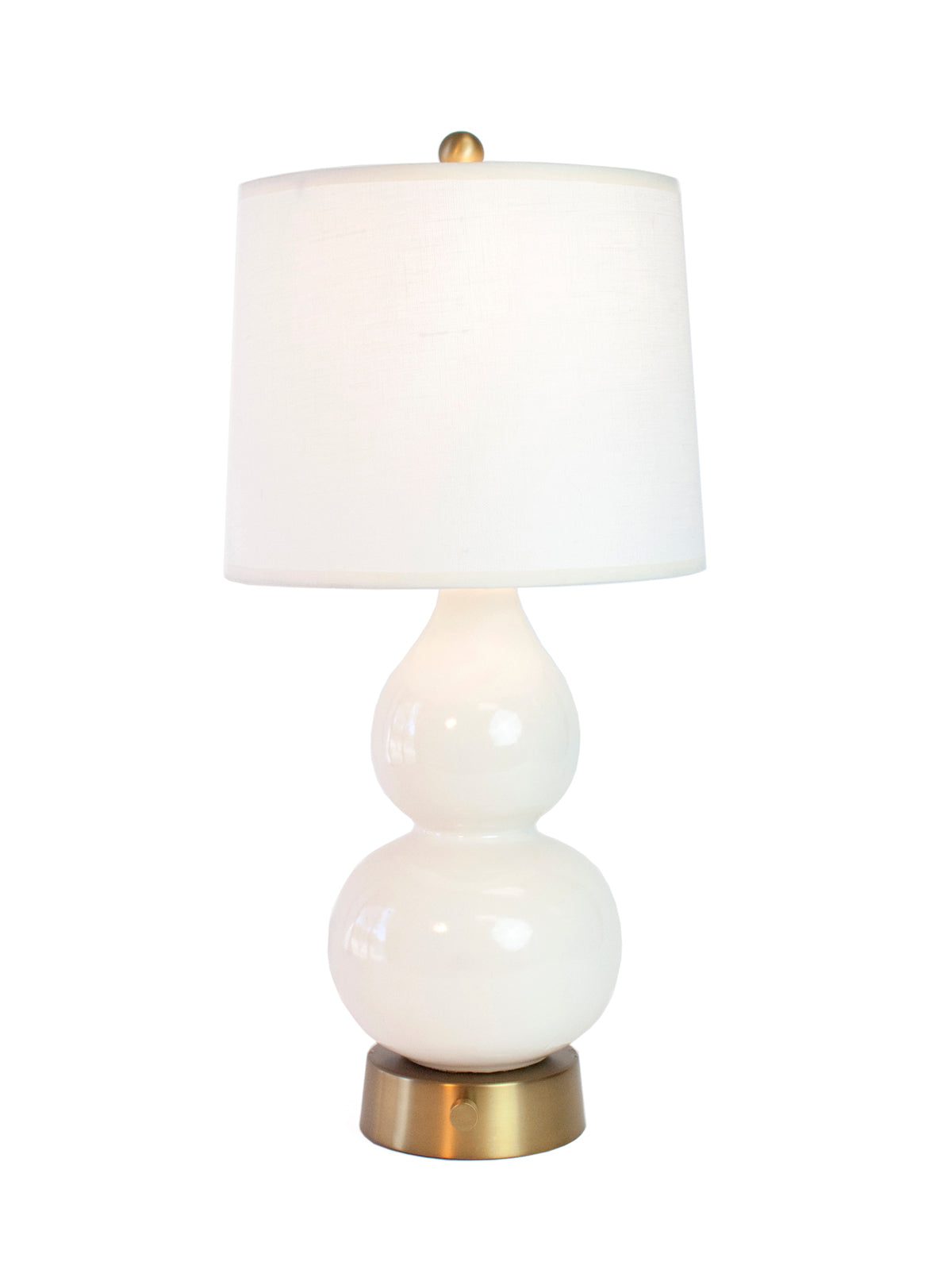 Norma Jean ivory ceramic cordless lamp on brass