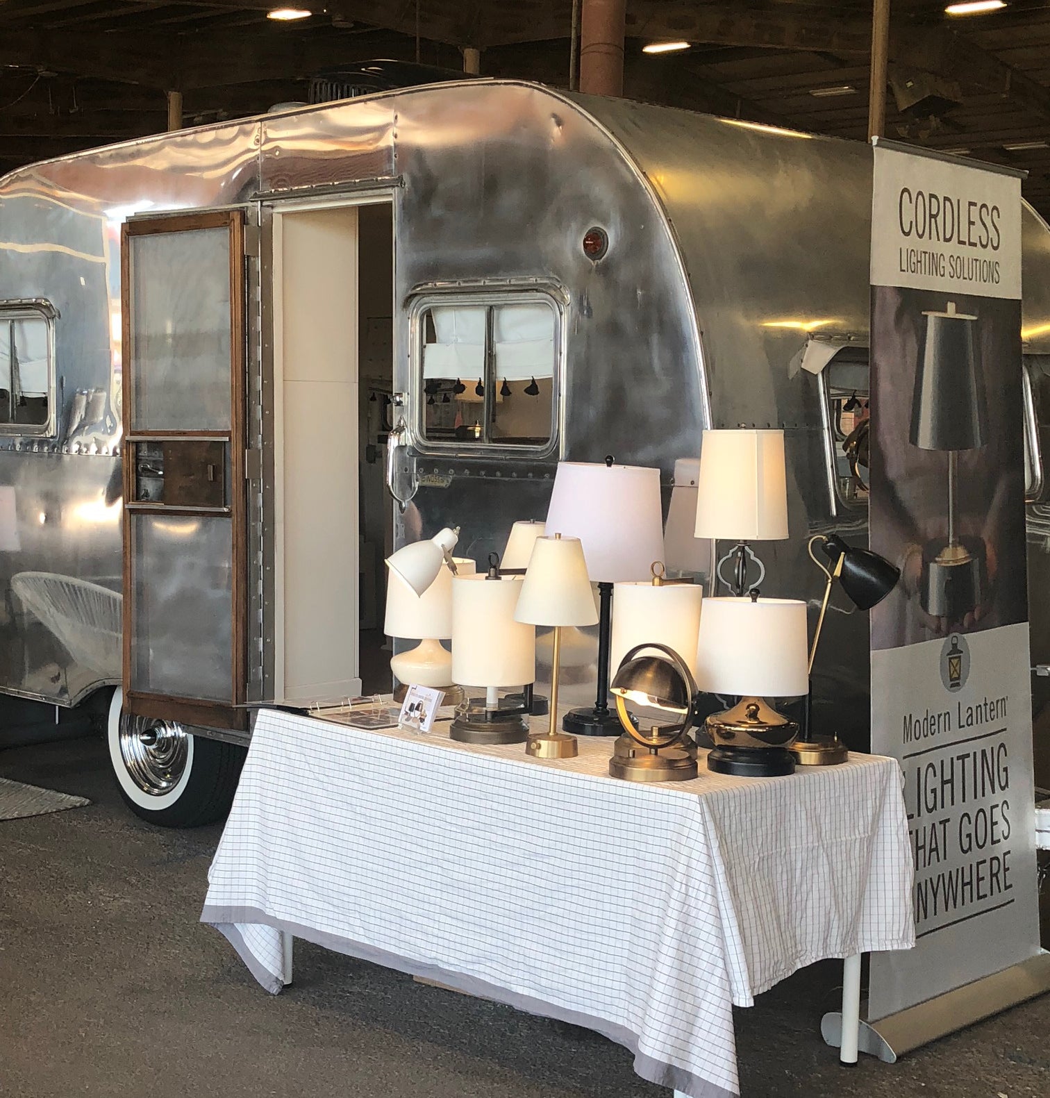 Vintage Camper with our Cordless Lamps by Modern Lantern