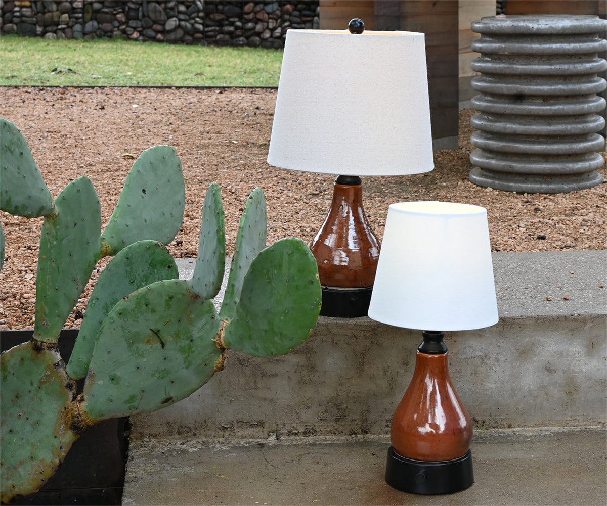limited edition artist series rust glaze handmade ceramic cordless lamps