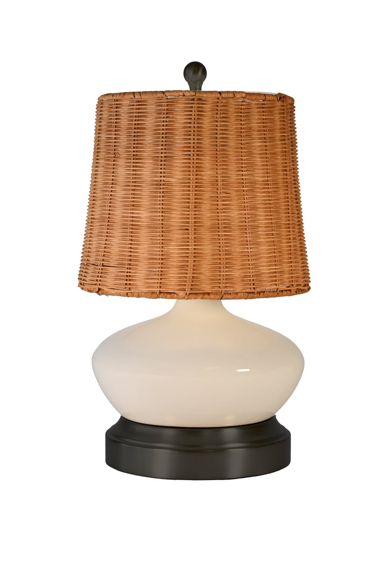bella black with rattan lamp shade cordless lamp