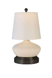 bella ivory ceramic cordless lamp on black metal by modern lantern