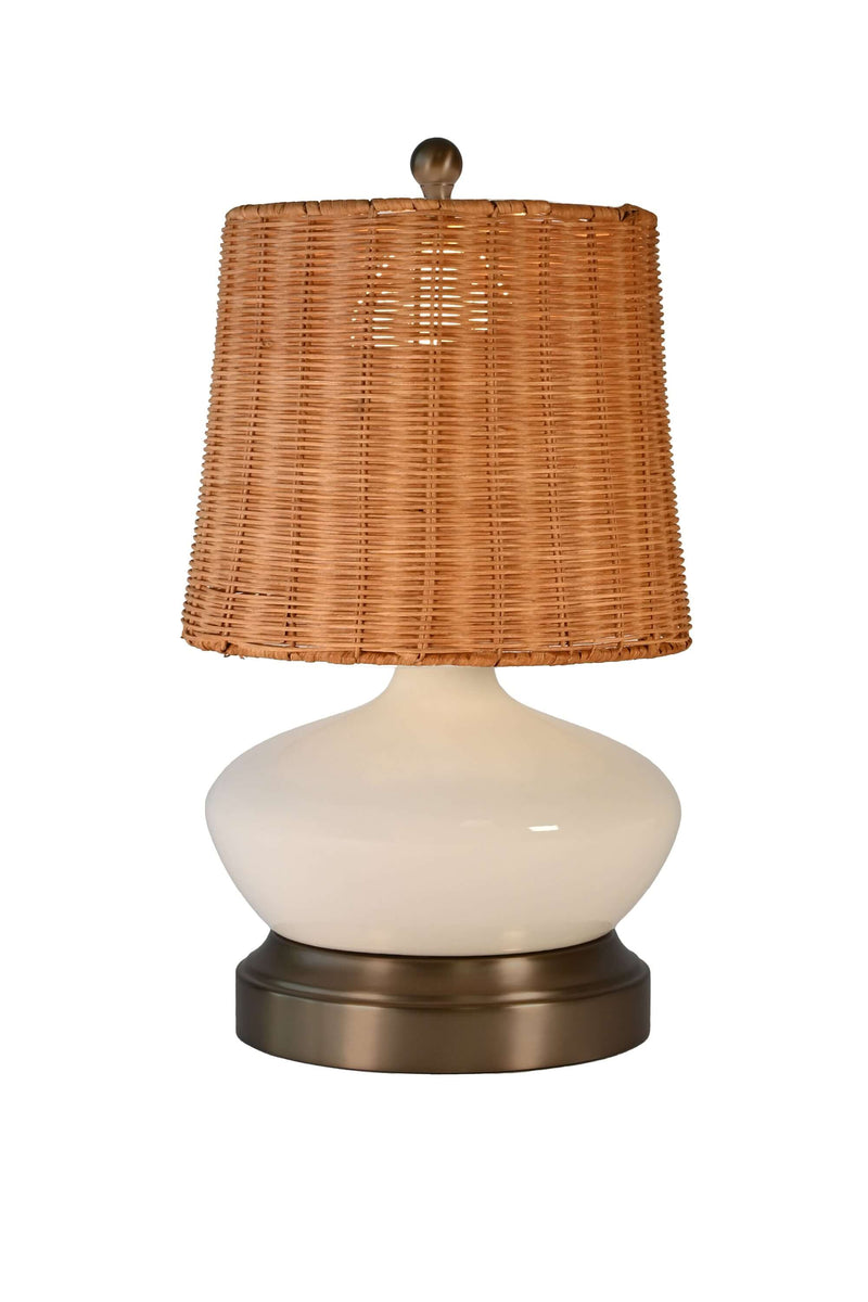bella dark brass with rattan shade cordless table lamp