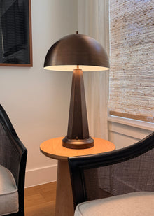Large Cordless Table lamp on a wooden side table in a living room 