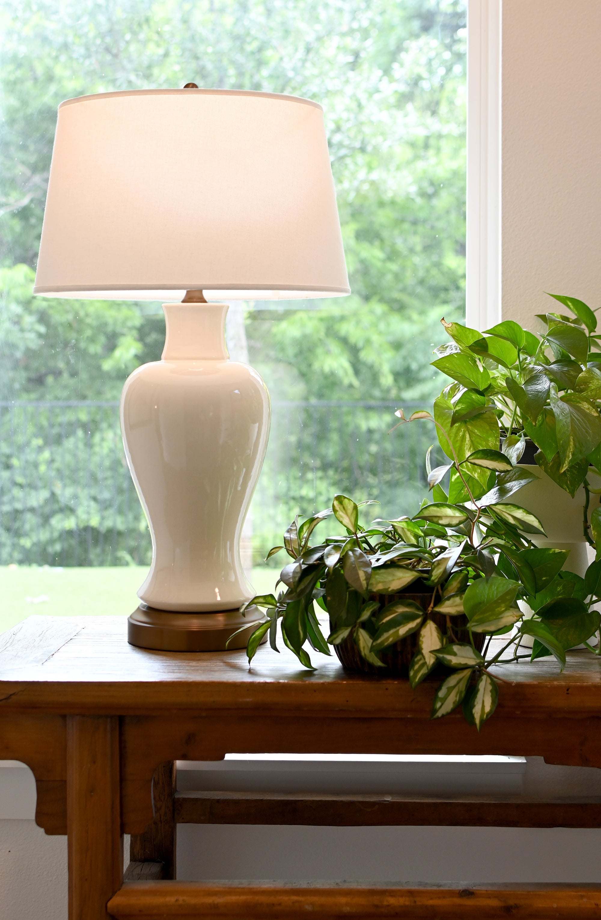 elijah large cordless lamp on dark brass made in usa