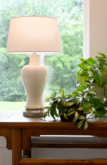 elijah battery operated ceramic lamp on nickel american made