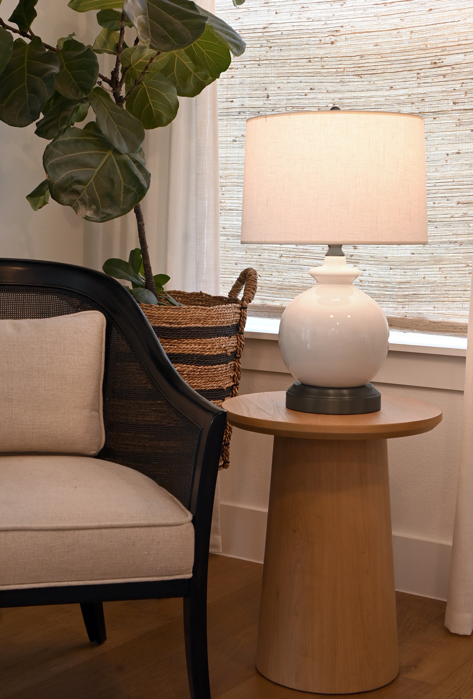 ivory on black cordless table lamp high performance full sized
