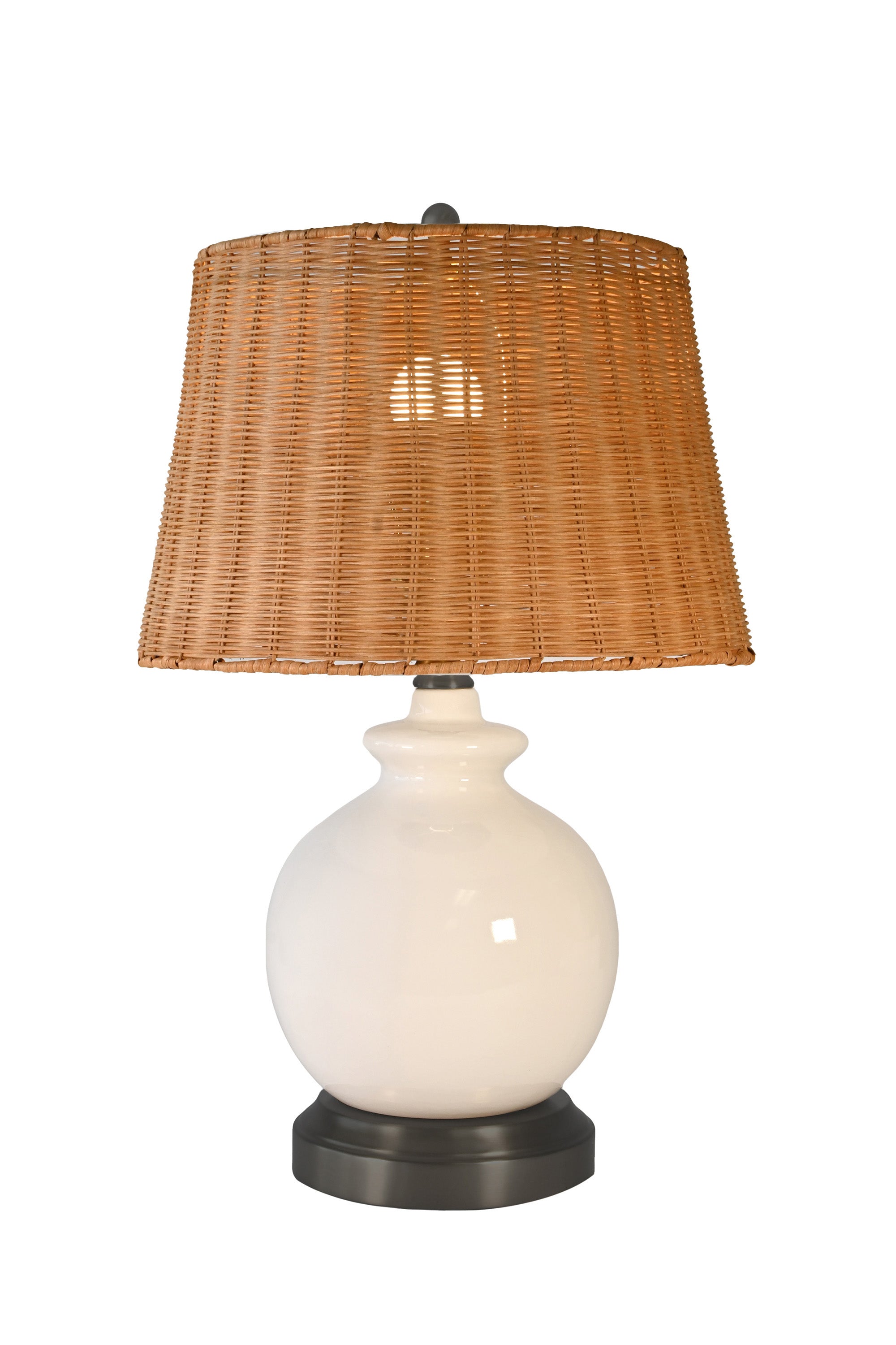 abbeygale cordless table lamp on black with rattan shade