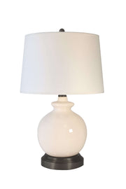 Abbeygale rechargeable designer lamp ivory ceramic on black metal
