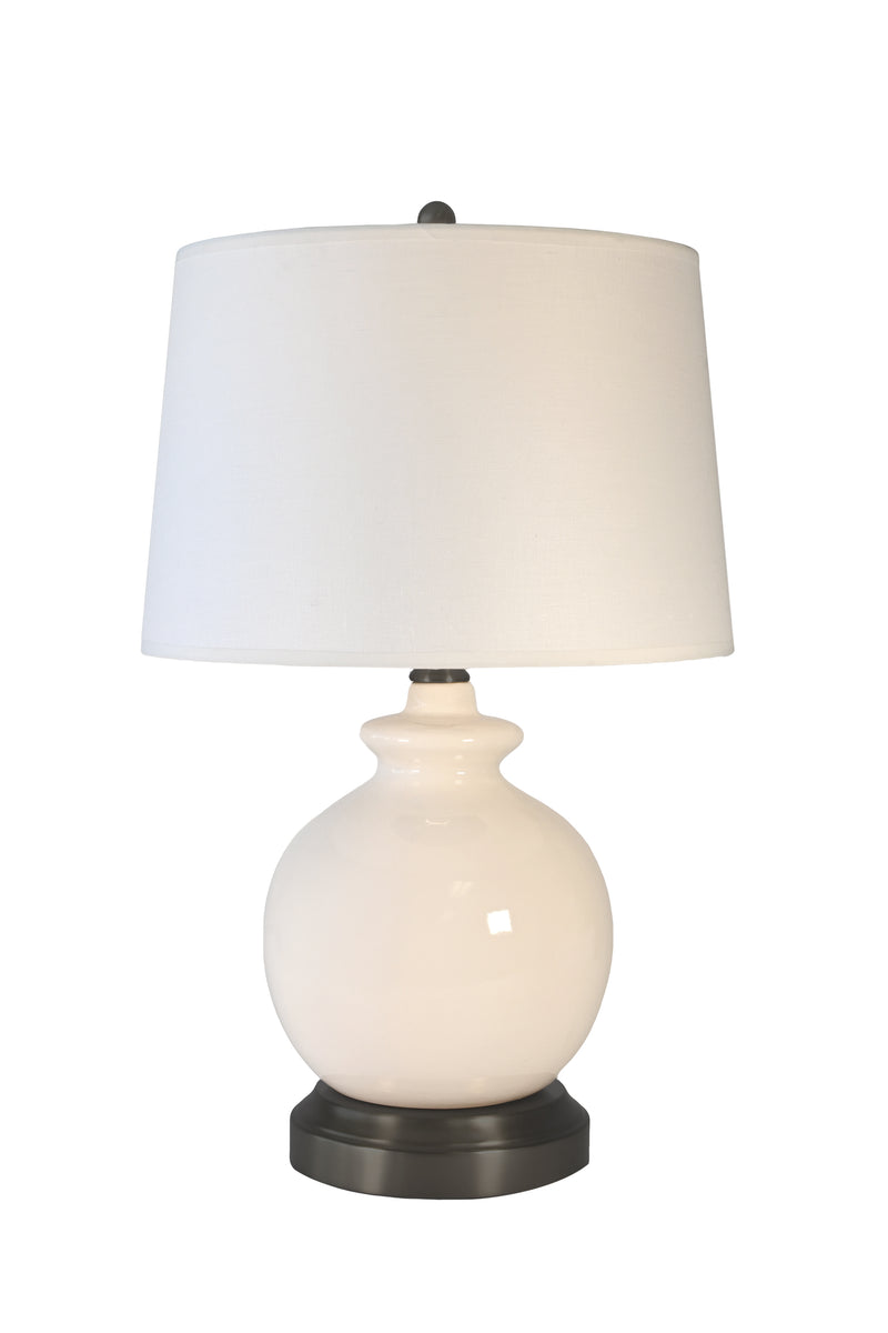 Abbeygale rechargeable designer lamp ivory ceramic on black metal