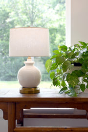 abbeygale ivory cordless table lamp on brass modern lantern