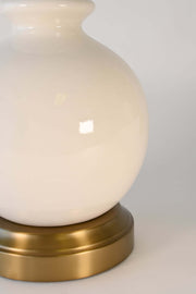 eggshell ceramic body made in usa on brass battery base for cordless lamp
