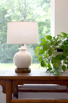 off white ceramic battery operated designer table lamp