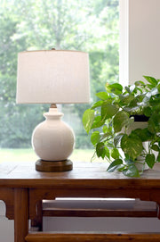 off white ceramic battery operated designer table lamp