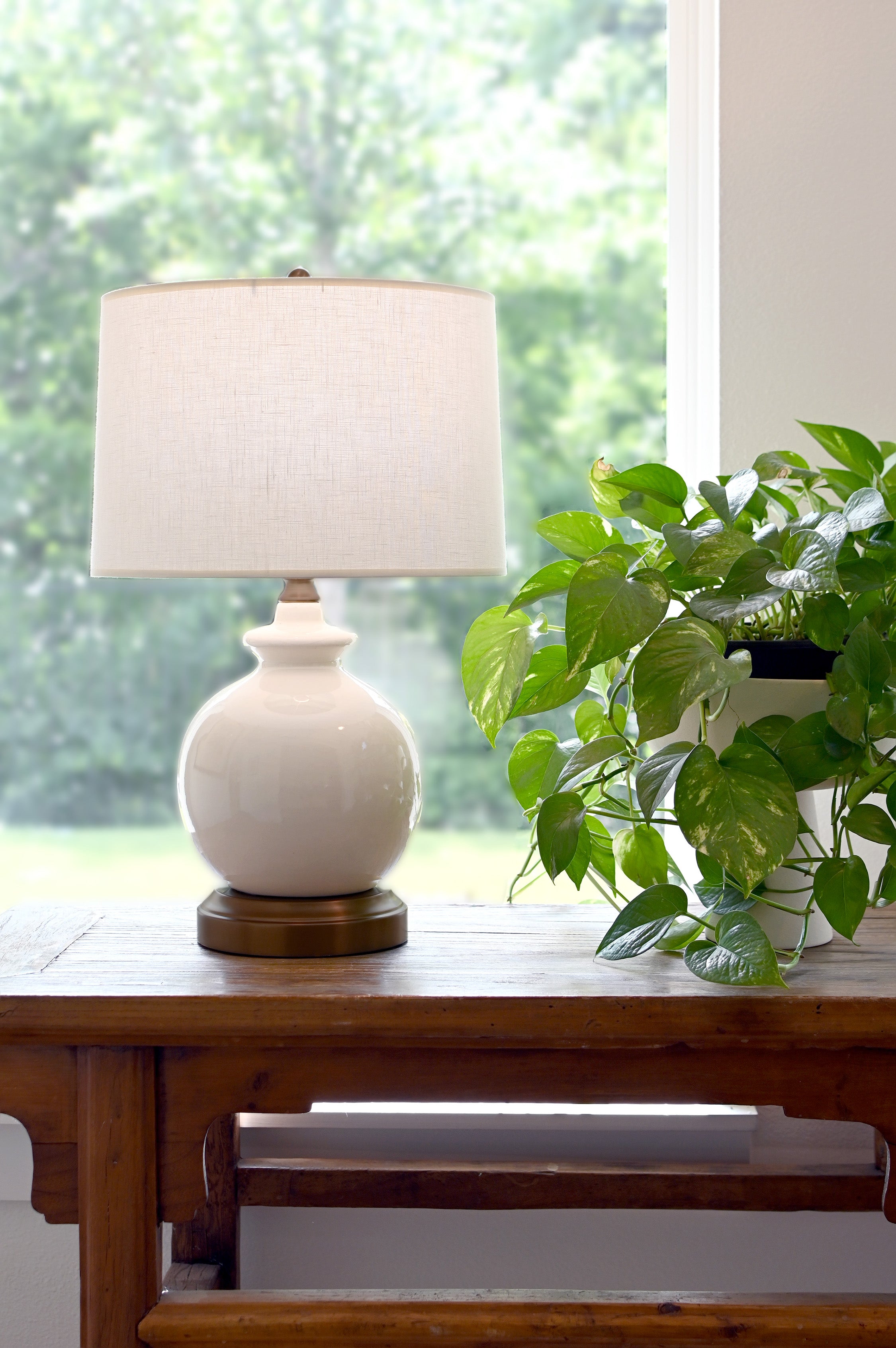 off white ceramic battery operated designer table lamp