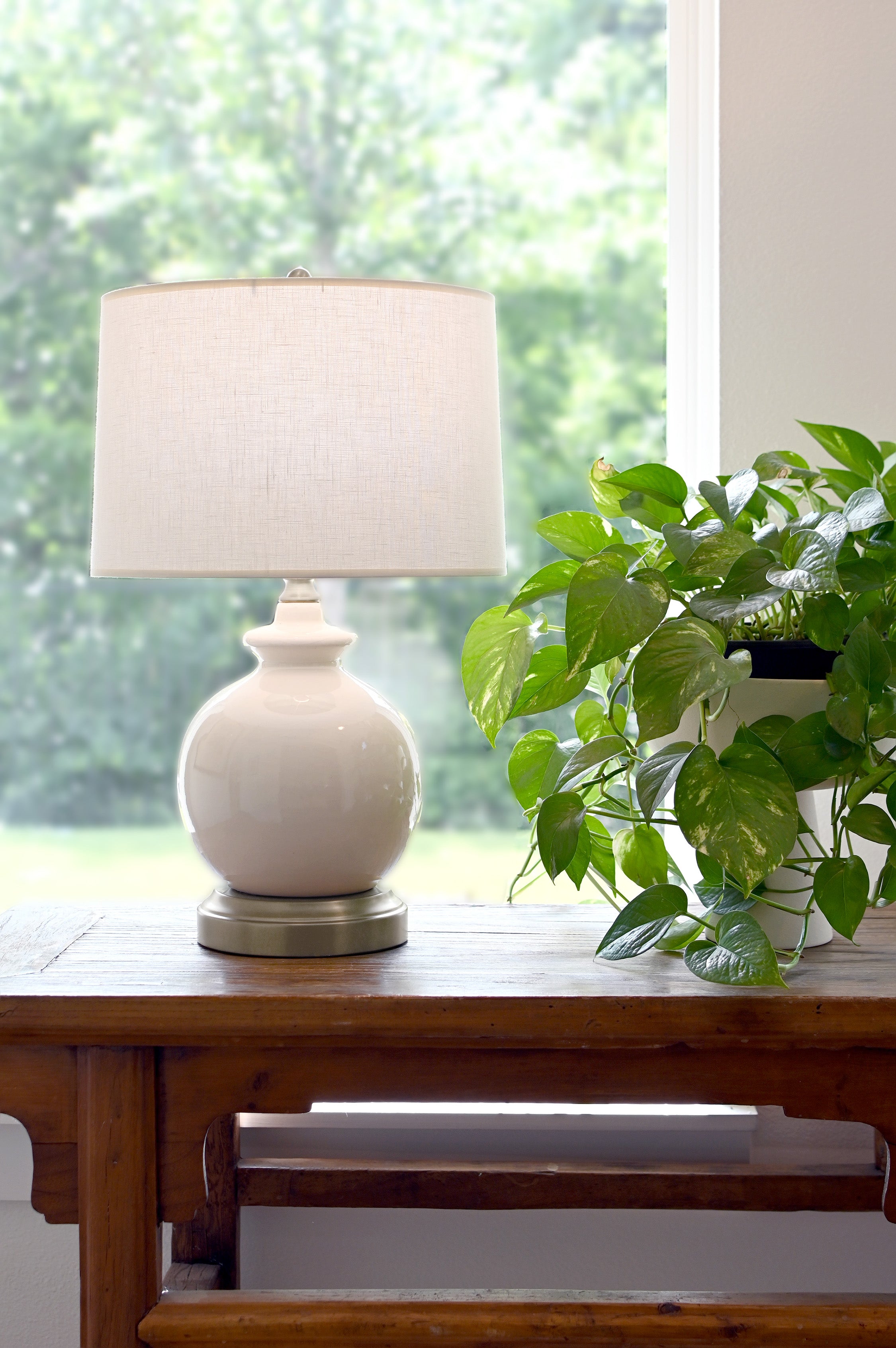 Oliver Ivory on Nickel Cordless Lamp - Made in the USA