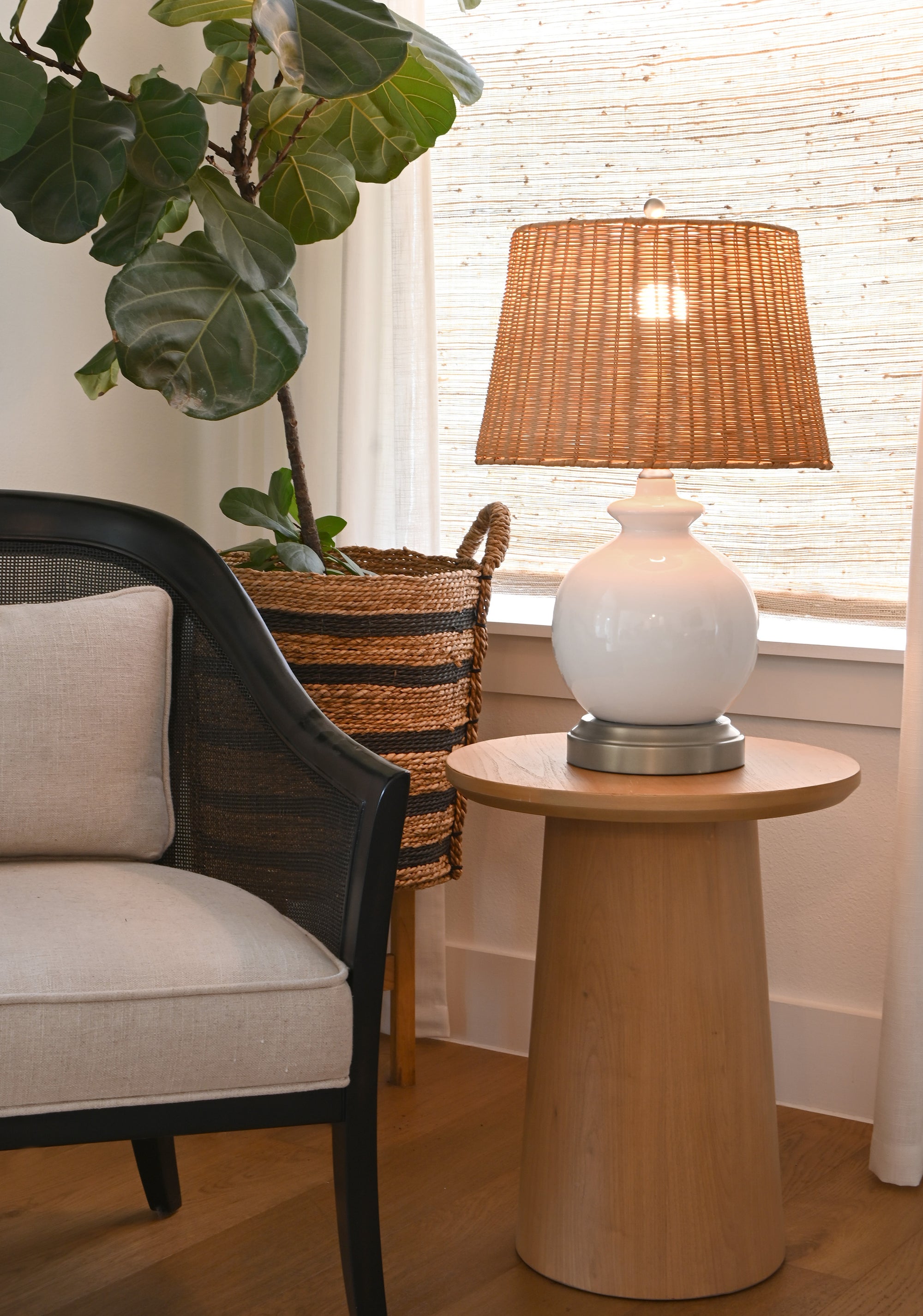 off white and rattan rechargeable battery lamp modern lantern