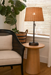 alexis black with rattan shade rechargeable table lamp