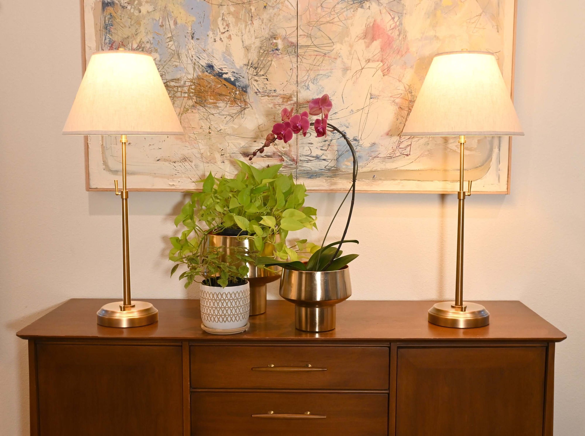 alexis adjustable cordless lamps in brass finish
