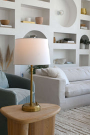 alexis brass linen battery operated table lamp