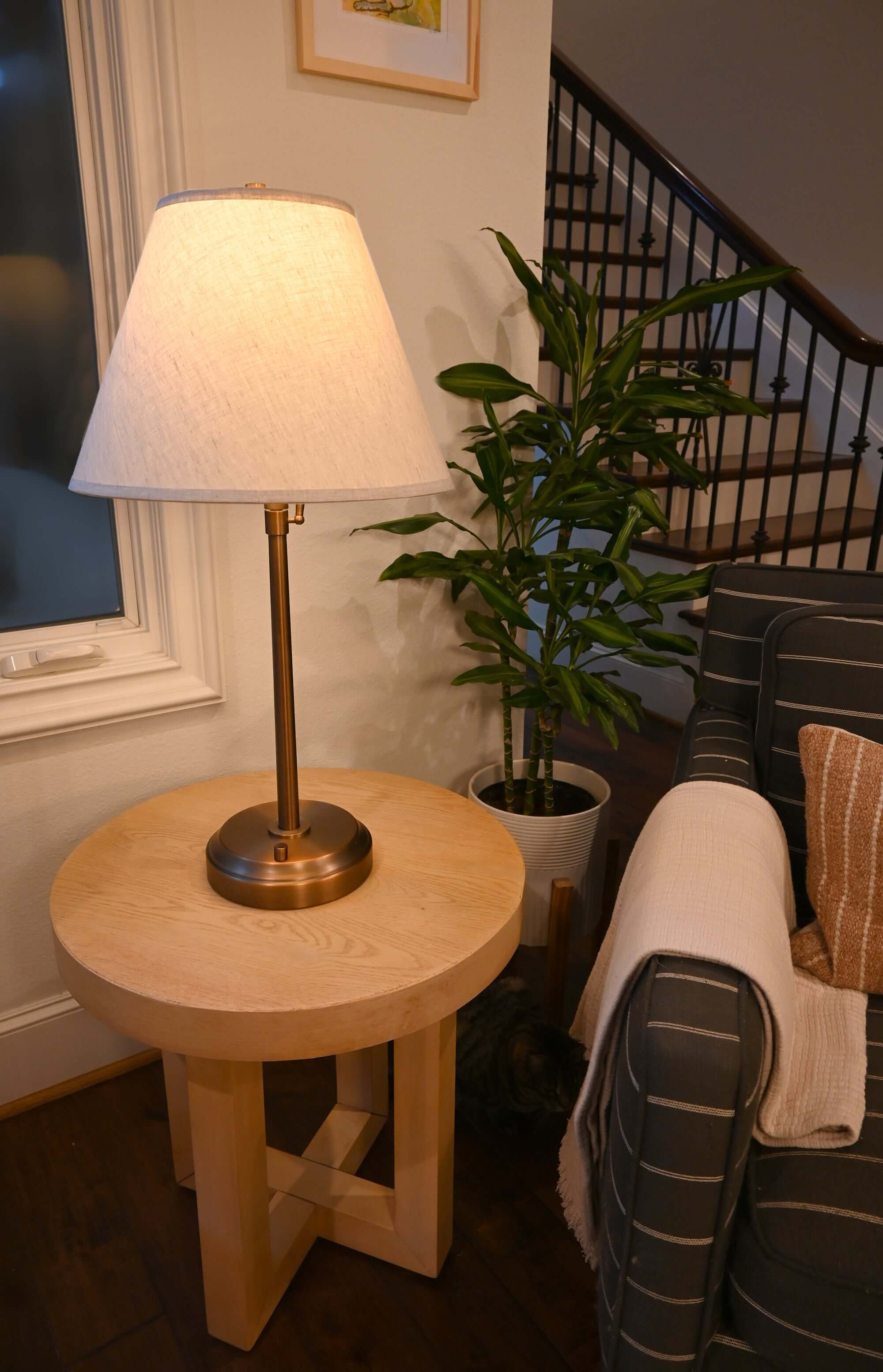 alexis telescopic rechargeable lamp brass finish