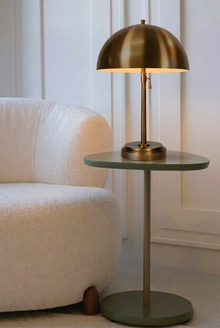 Bronze cordless adjustable table lamp in modern living room