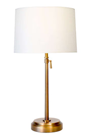 OPEN BOX Alexis Cordless Table Lamp - Antique Brass with Linen Shade, a stylish lighting option for any space.