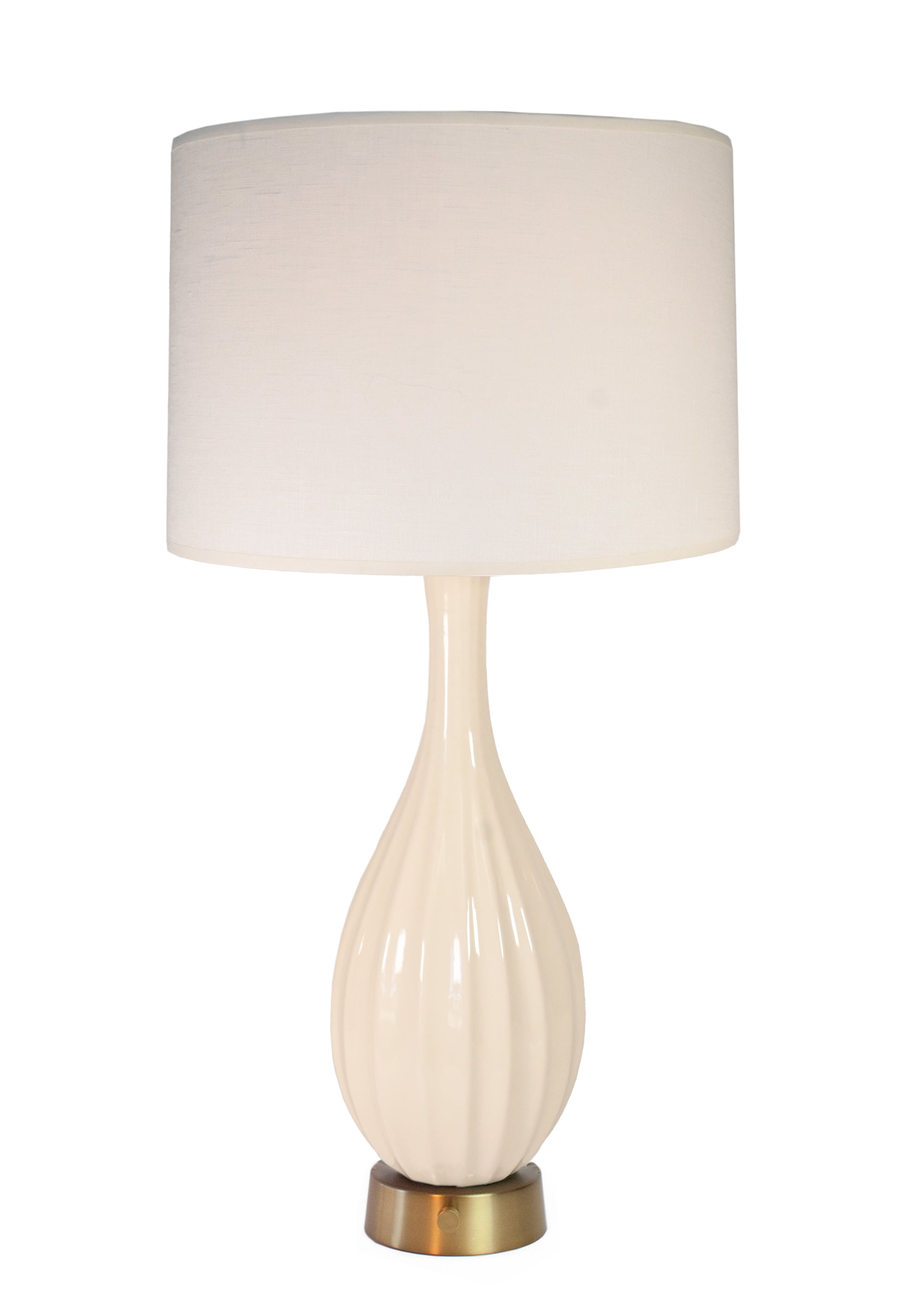 ava ivory fluted ceramic cordless lamp made in usa