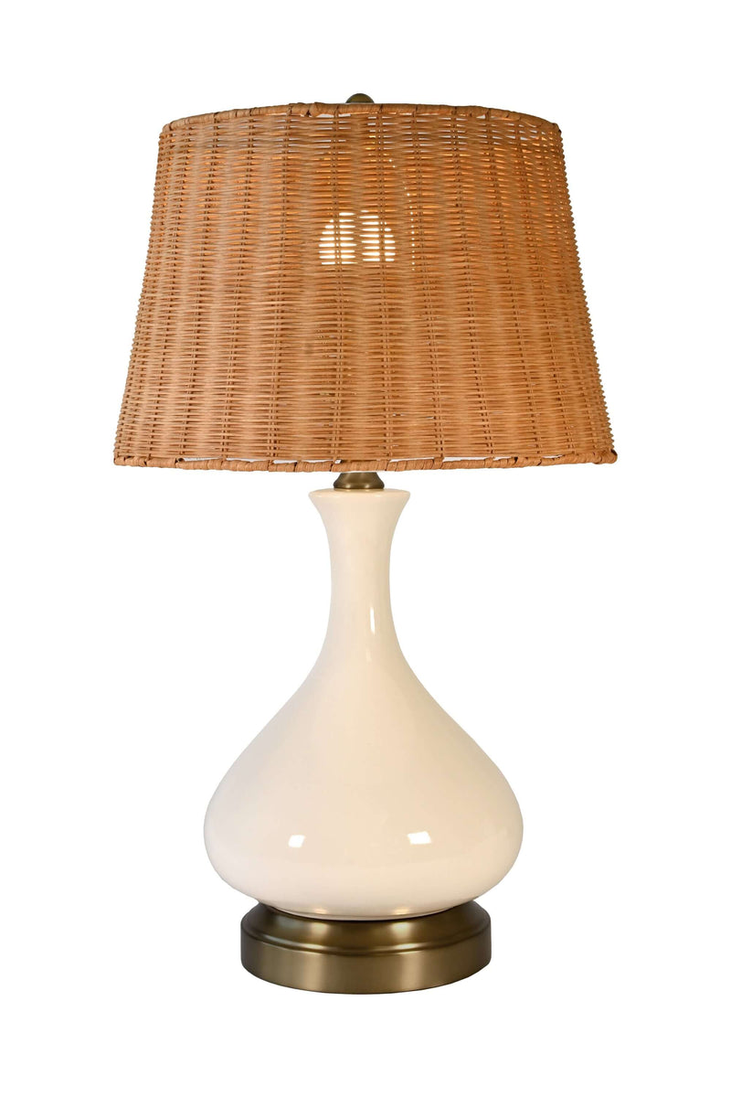 Bartlett Ivory Dark Brass Cordless Lamp - Made in the USA