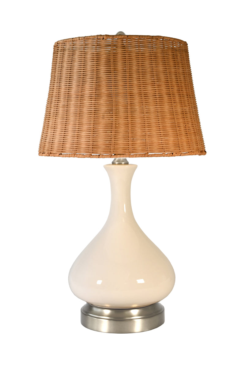 Bartlett Ivory Nickel Cordless Lamp - Made in the USA