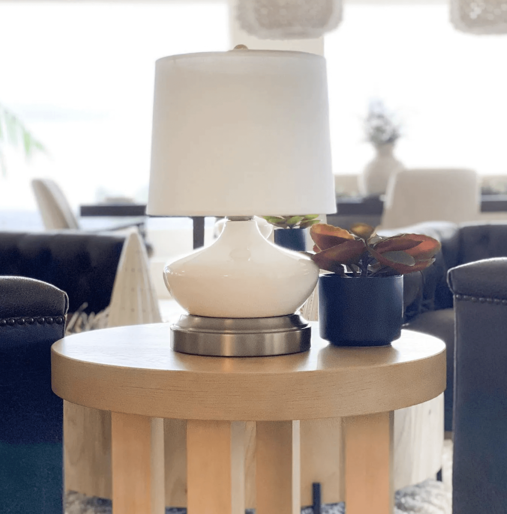 bella ivory nickel cordless small lamp