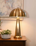 Chaplan brass cordless table lamp with dome shade