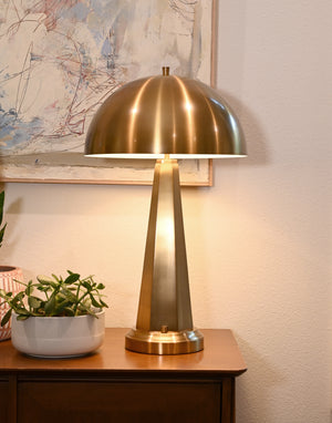Chaplan brass cordless table lamp with dome shade