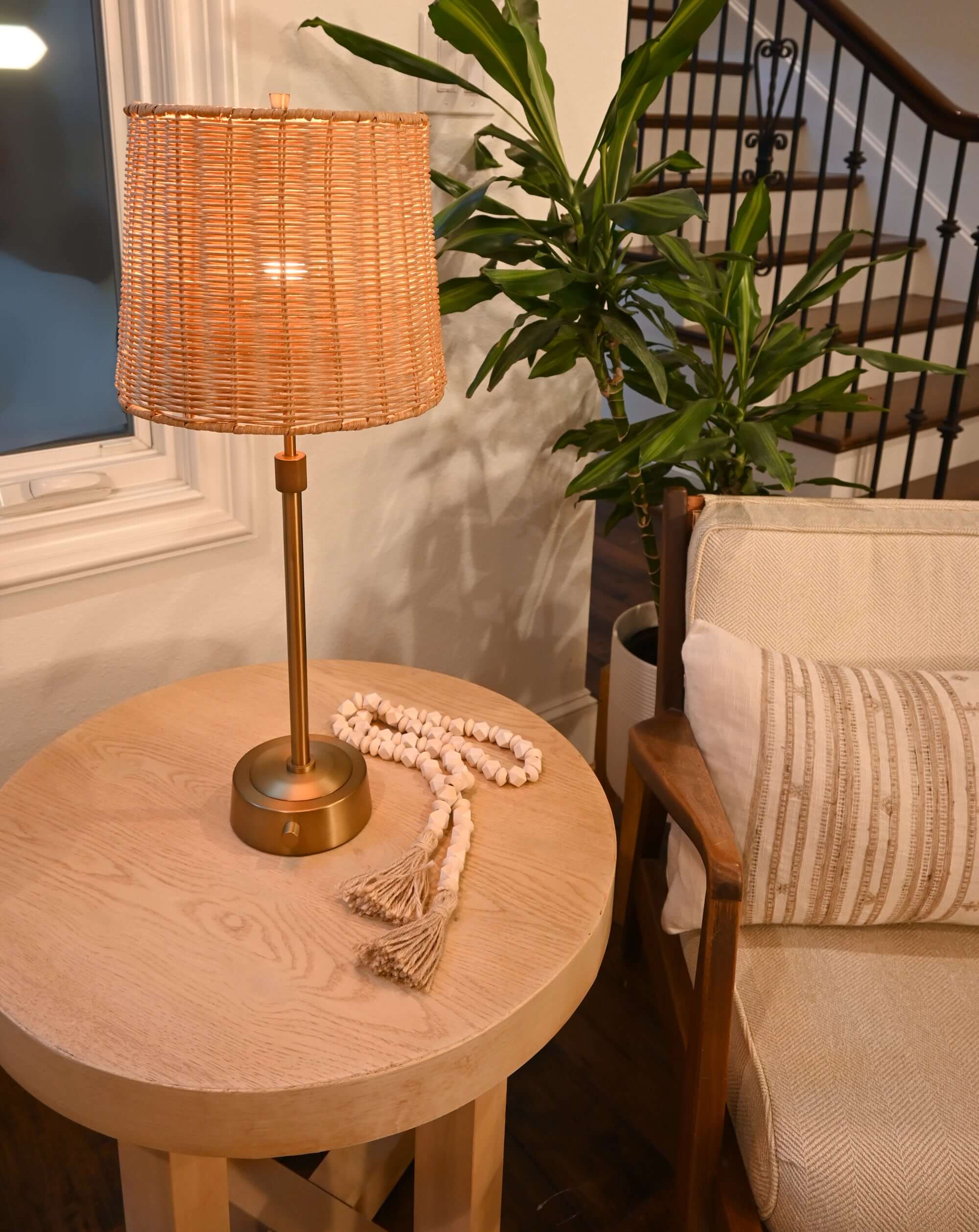 modern lantern mini buffet cordless lamp rattan shade