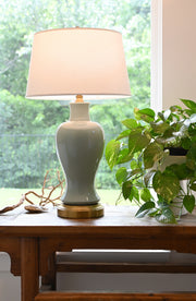 celadon ceramic cordless table lamp designer quality by modern lantern