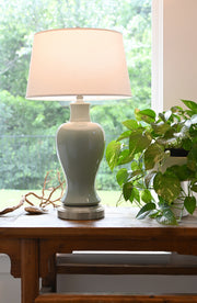 sage celadon cordless ceramic full sized lamp by modern lantern